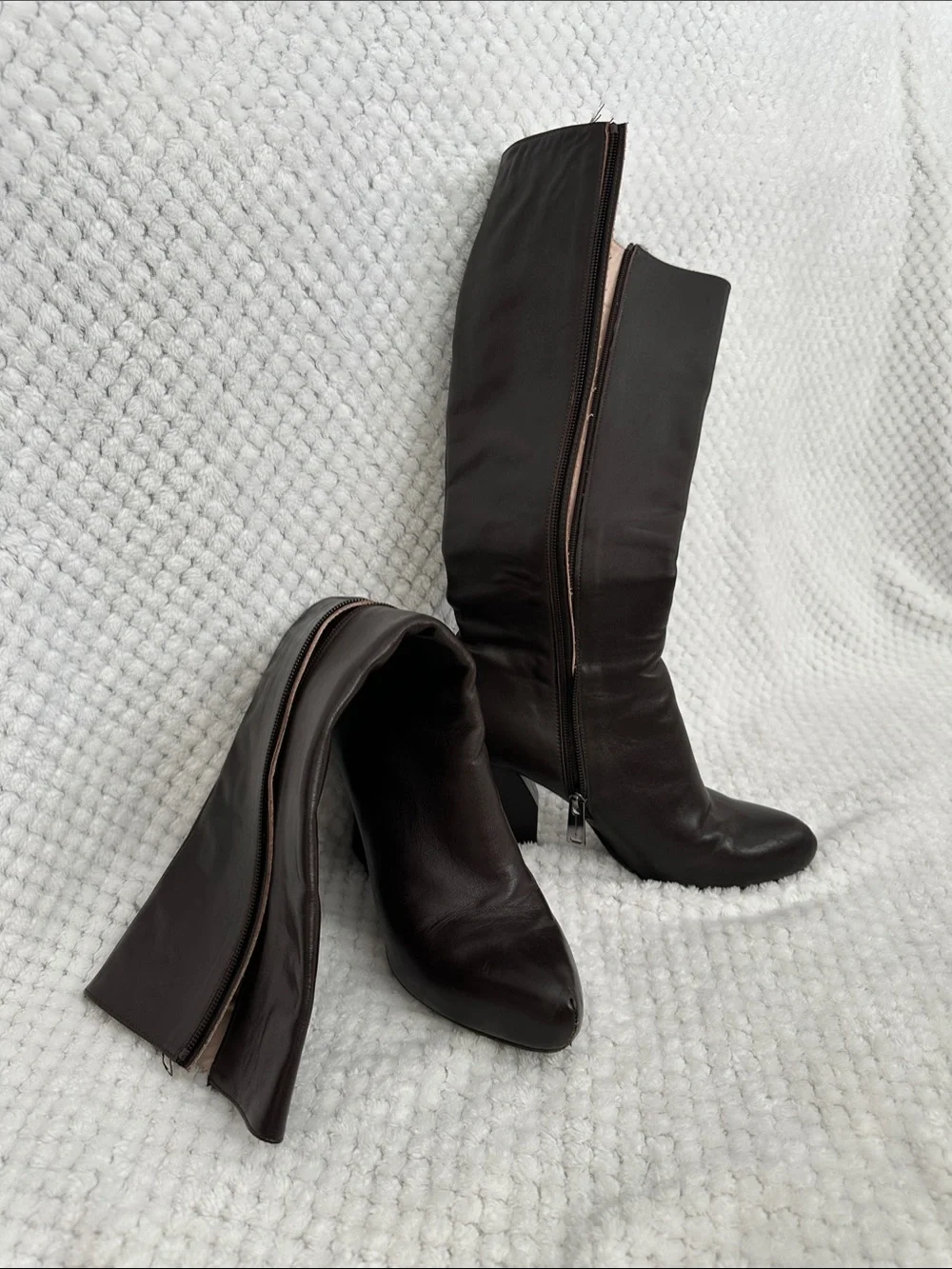 Classic Over-the-Knee Leather Boots in Dark Brown